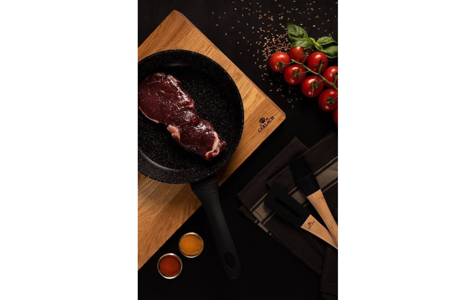 Zestaw patelnia głęboka 24 cm + patelnia grillowa 28 cm GRANITEX