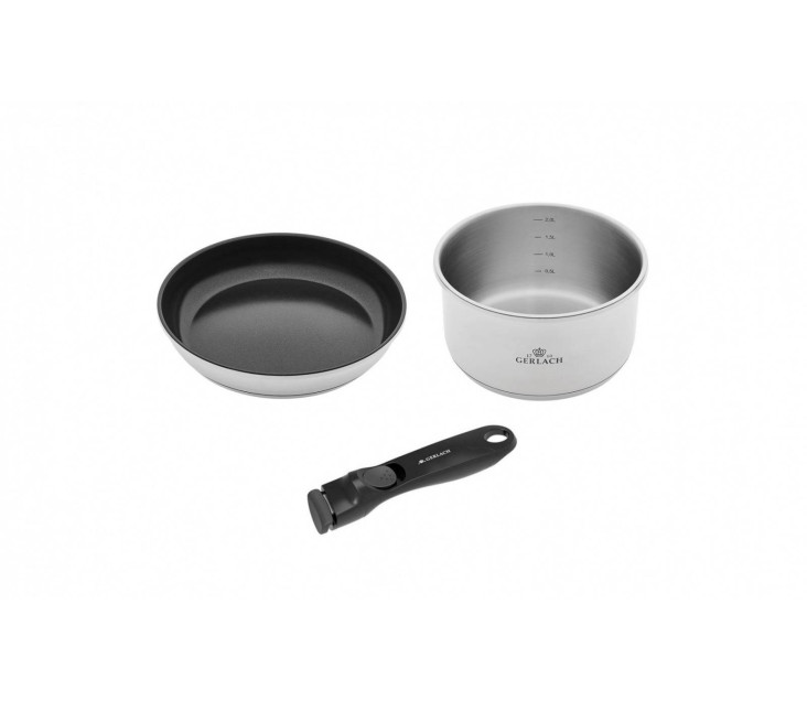 SMART STEEL patelnia 24cm + garnek 18cm (2l) + rączka