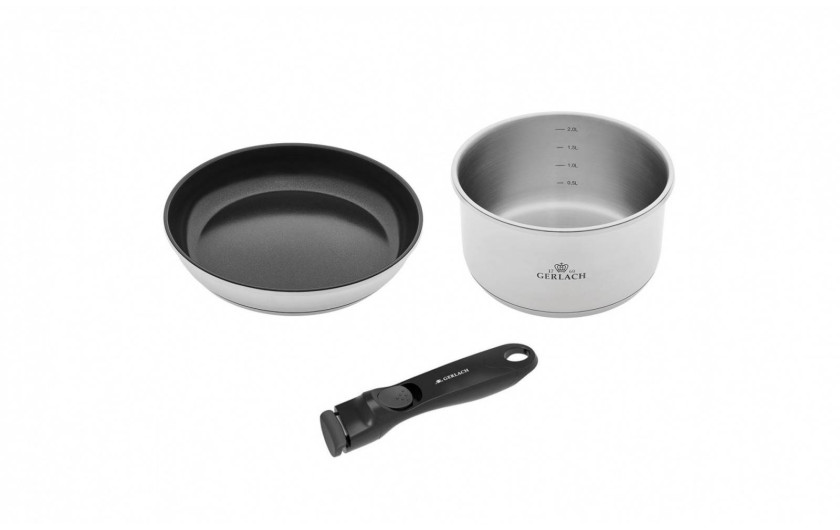 SMART STEEL patelnia 24cm + garnek 18cm (2l) + rączka