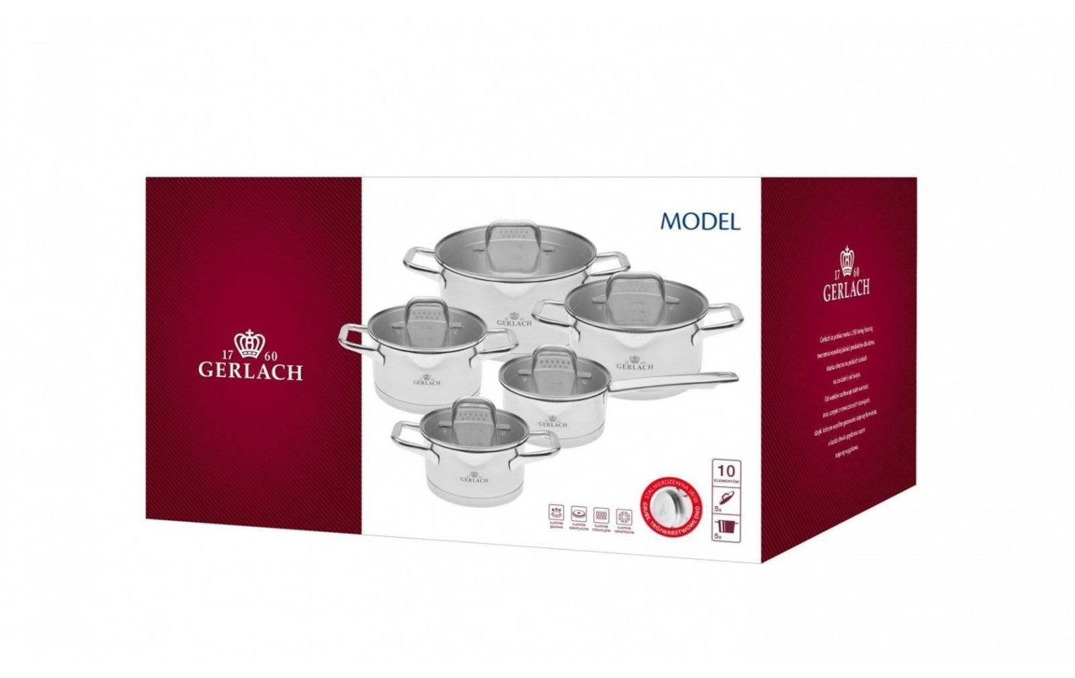 Zestaw garnków Model 10el. + zestaw noży Loft