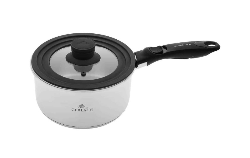 Zestaw garnków 4 el.  SMART STEEL + SMART pokrywka uniwersalna 16cm, 18cm, 20cm + pokrywki do przechowywania 3el. - białe