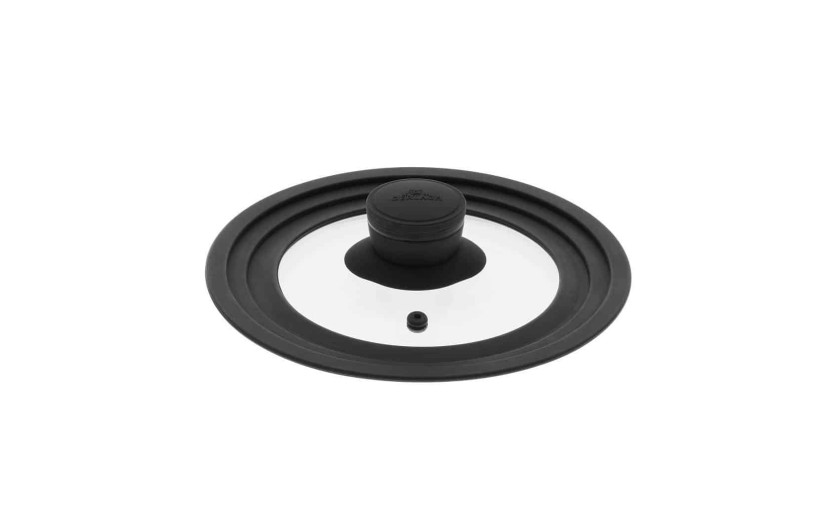 Zestaw garnków 4 el. SMART + SMART pokrywka uniwersalna 16cm, 18cm, 20cm + pokrywki do przechowywania 3el. - czarne