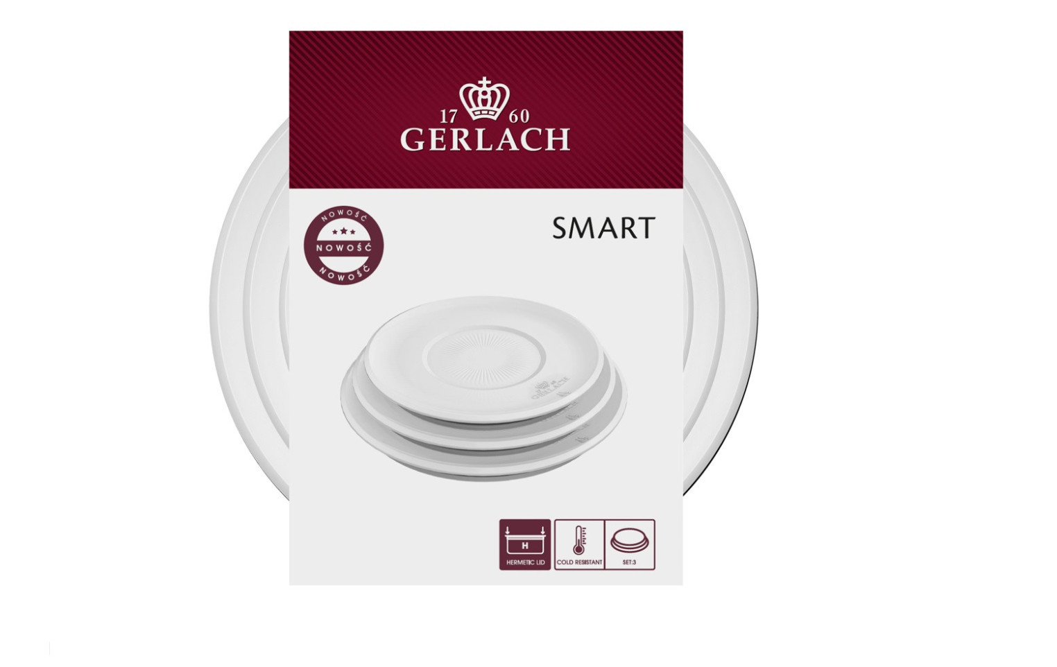 Zestaw garnków 4 el. SMART + SMART pokrywka uniwersalna 16cm, 18cm, 20cm + pokrywki do przechowywania 3el. - białe