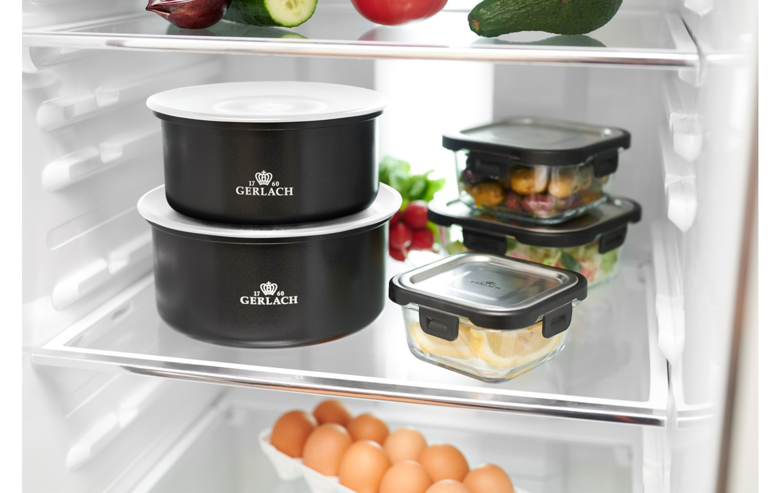 Zestaw garnków 4 el. SMART + SMART pokrywka uniwersalna 16cm, 18cm, 20cm + pokrywki do przechowywania 3el. - białe