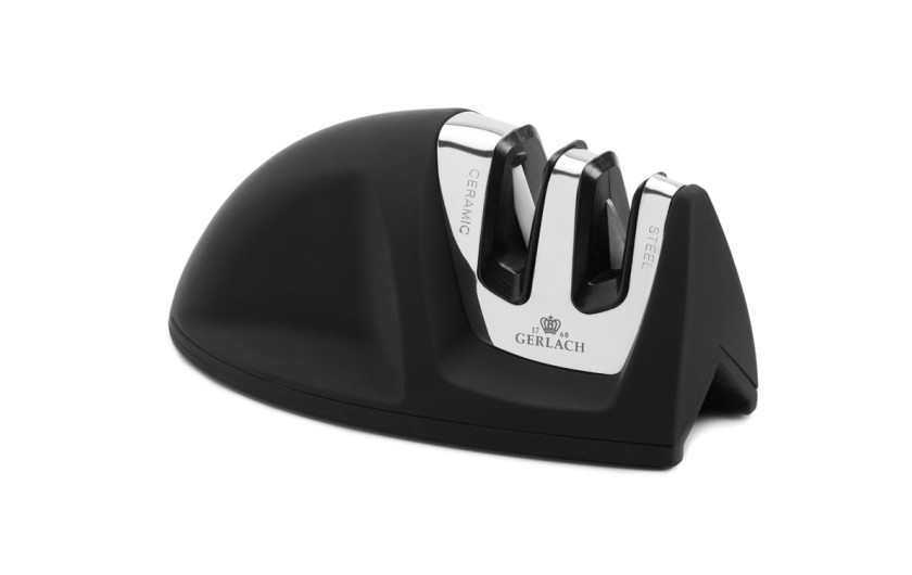 Zestaw noży w bloku SMART BLACK + SMART Ostrzałka Mini + Deska do krojenia dębowa NATUR 30x24 cm