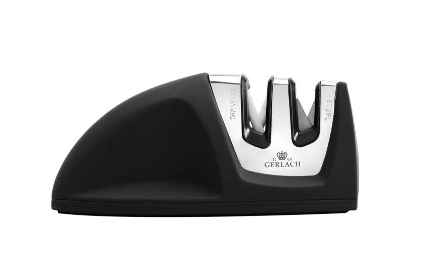 Zestaw noży w bloku SMART BLACK + SMART Ostrzałka Mini + Deska do krojenia dębowa NATUR 30x24 cm