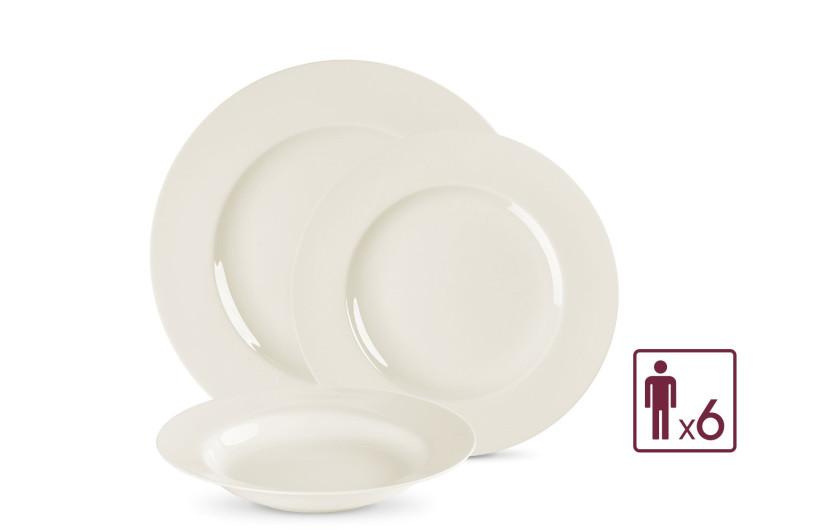Serwis porcelanowy MUZA 38el. na 6os.: talerze obiadowe 18el.+ filiżanka ze spodkiem 12el. + kubek + salaterka