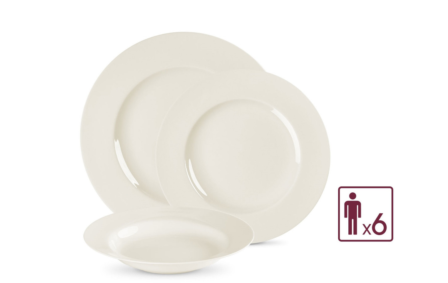 Serwis porcelanowy MUZA 38el. na 6os.: talerze obiadowe 18el.+ filiżanka ze spodkiem 12el. + kubek + salaterka