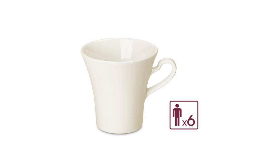 Serwis porcelanowy MUZA 38el. na 6os.: talerze obiadowe 18el.+ filiżanka ze spodkiem 12el. + kubek + salaterka