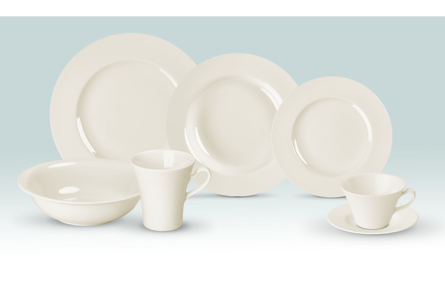 Serwis porcelanowy MUZA 38el. na 6os.: talerze obiadowe 18el.+ filiżanka ze spodkiem 12el. + kubek + salaterka