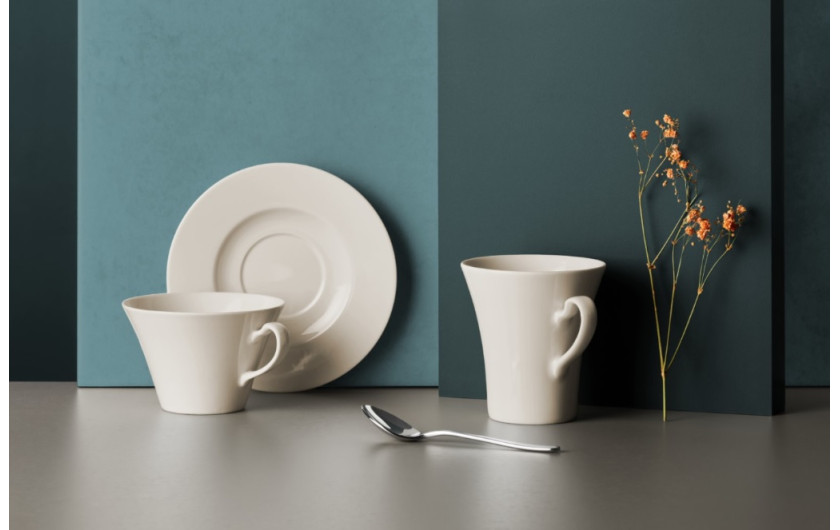 Serwis porcelanowy MUZA 38el. na 6os.: talerze obiadowe 18el.+ filiżanka ze spodkiem 12el. + kubek + salaterka