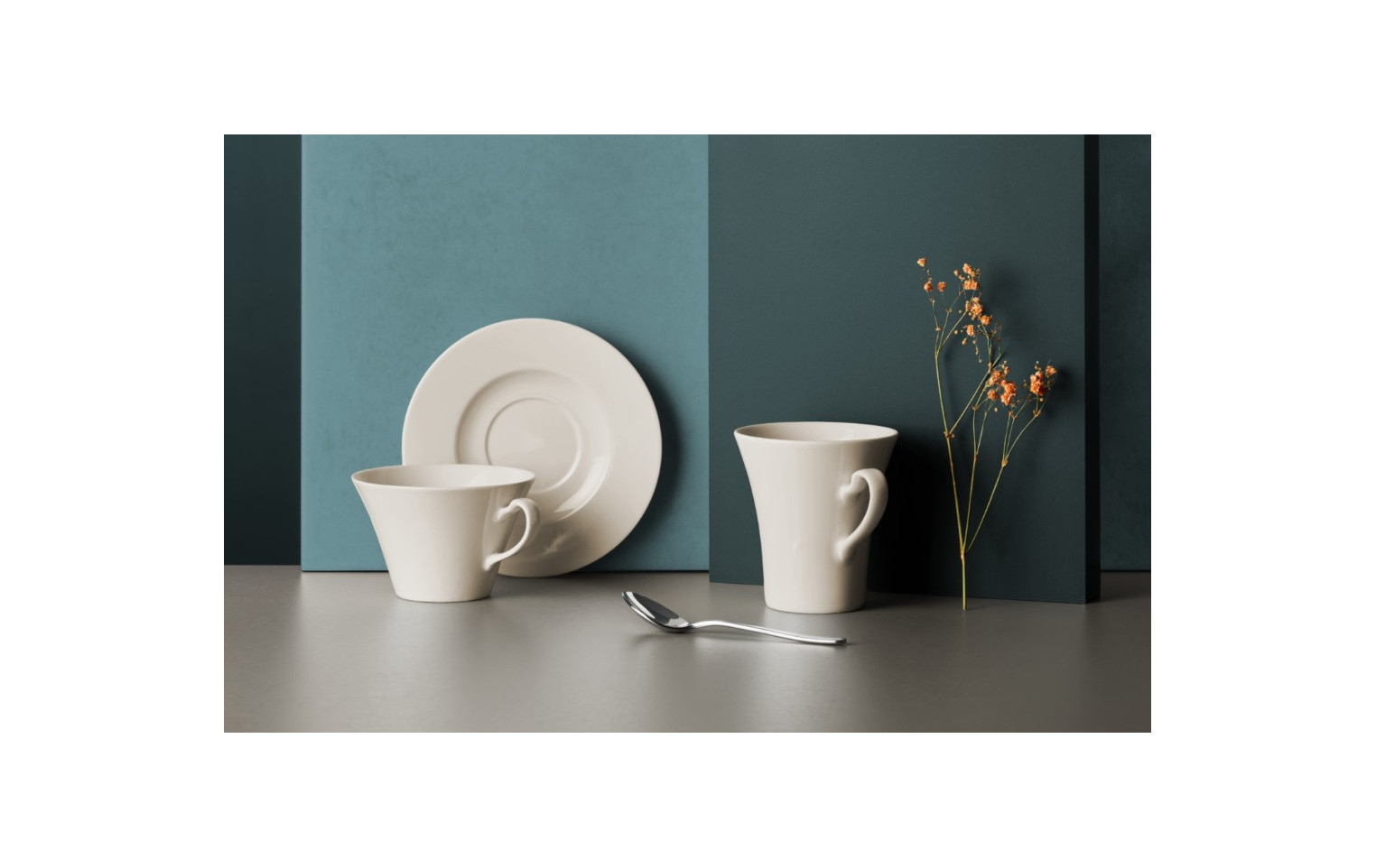 Serwis porcelanowy MUZA 38el. na 6os.: talerze obiadowe 18el.+ filiżanka ze spodkiem 12el. + kubek + salaterka