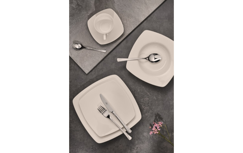 Zestaw stołowy VALOR Kpl. talerzy obiadowych 36el./12os. + Zestaw sztućców 68 szt. VALOR połysk + walizka