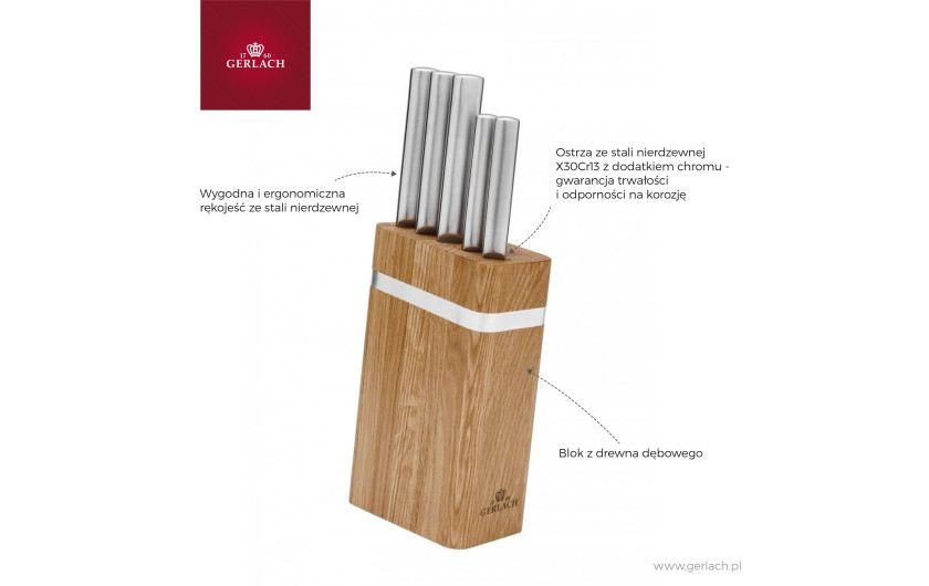 Zestaw noży w bloku Ambiente Oak