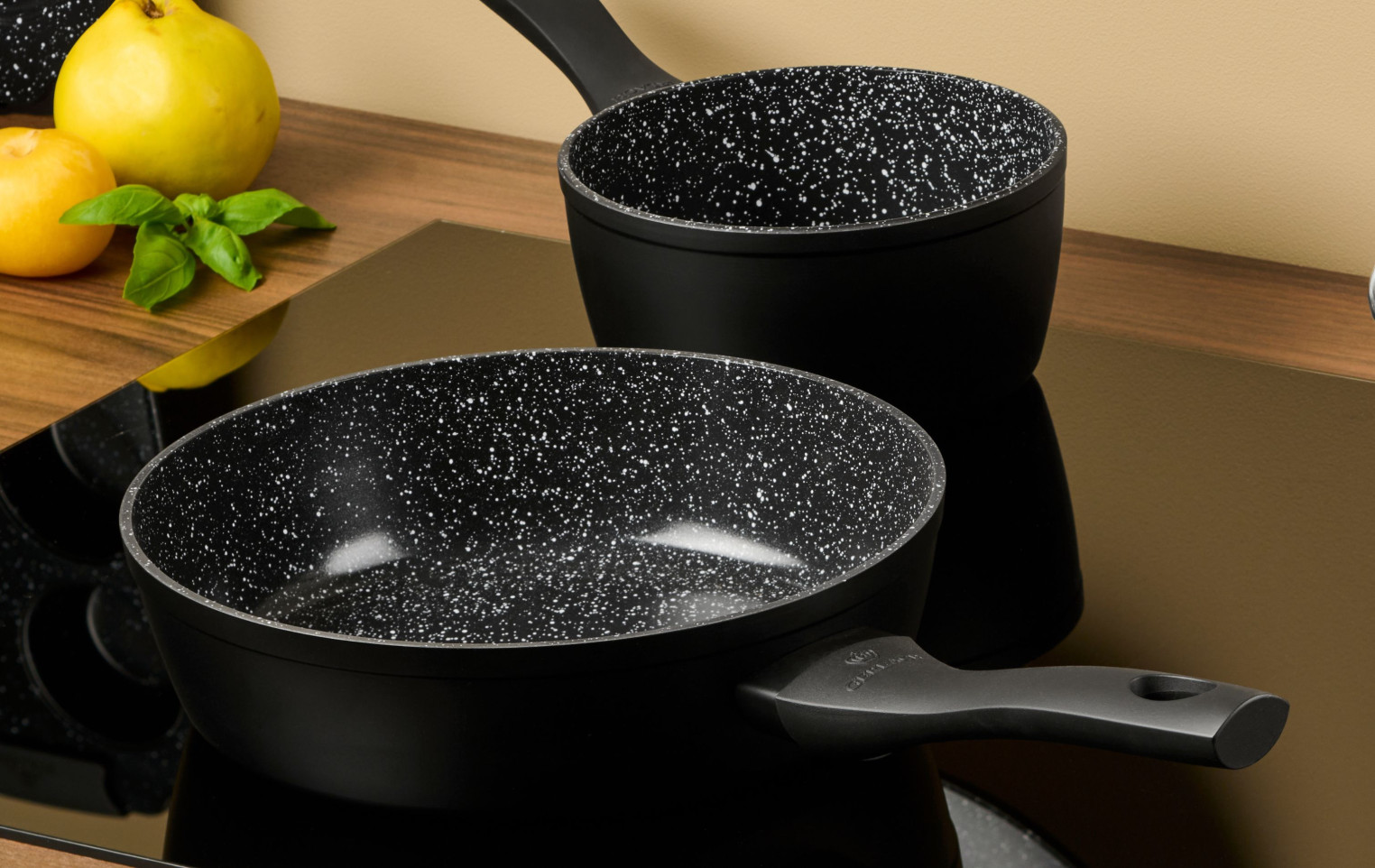 Zestaw patelnia głęboka 24 cm + patelnia grillowa 28 cm GRANITEX