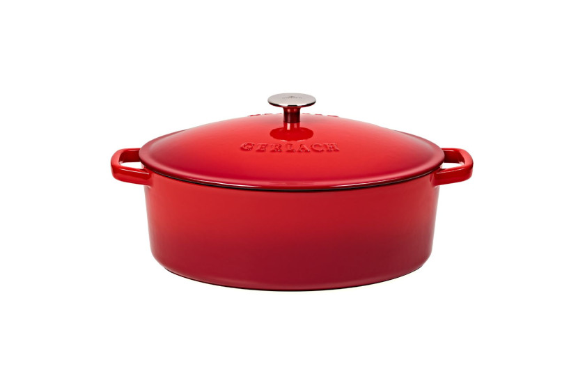 Brytfanna żeliwna czerwony gradient 5,5 l NATUR IRON + Garnek żeliwny czerwony gradient 3 l NATUR IRON