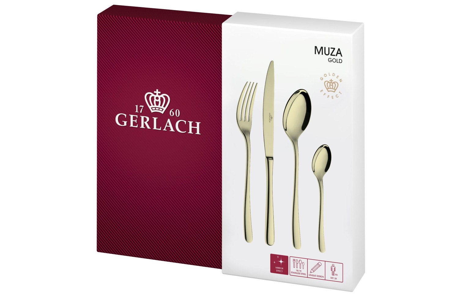 Zestaw sztućców złotych 24 szt. MUZA GOLD