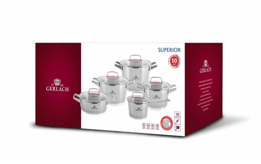 SUPERIOR Kpl. garnków 10el + AMBIENTE Garnek 10l + MUZA Łyżka wazowa