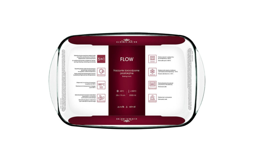 Zestaw Prostokątne naczynie żaroodporne FLOW + Żaroodporna forma do tarty FLOW