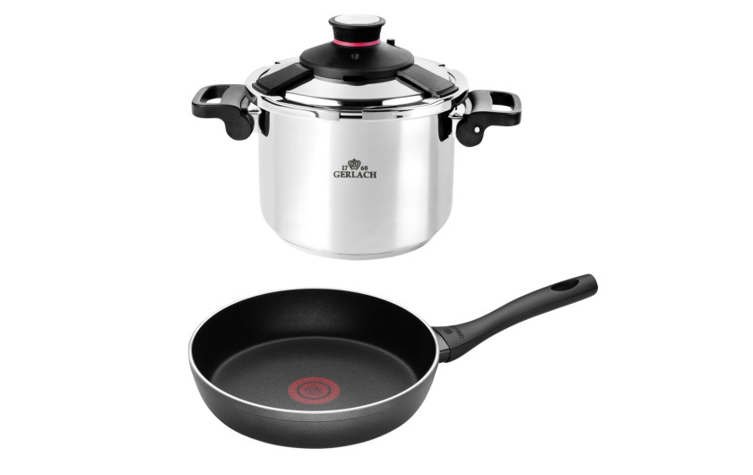 AMBIENTE Szybkowar 6,0l + Patelnia CONTRAST ThermoCoat ILAG Ultimate 28cm