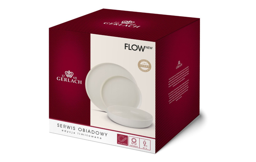 FLOW NEW Komplet talerzy obiadowych 18el./6os.