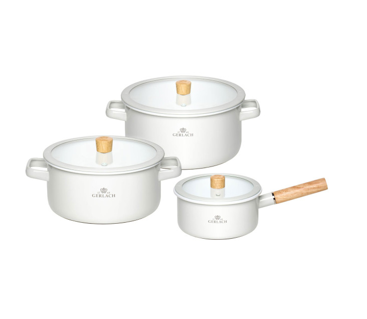 Zestaw garnków emaliowanych NATUR ENAMEL białe 6 el.