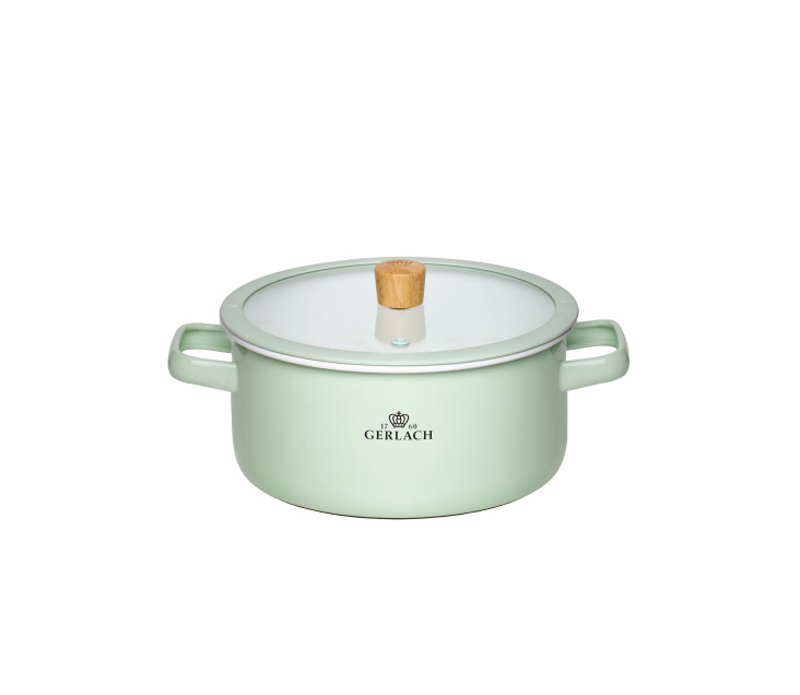 Garnek emaliowany NATUR ENAMEL pastelowozielony 20 cm 3 l