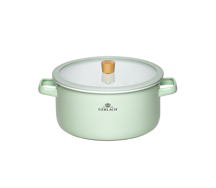 Garnek emaliowany NATUR ENAMEL pastelowo-zielony 24 cm 5 l