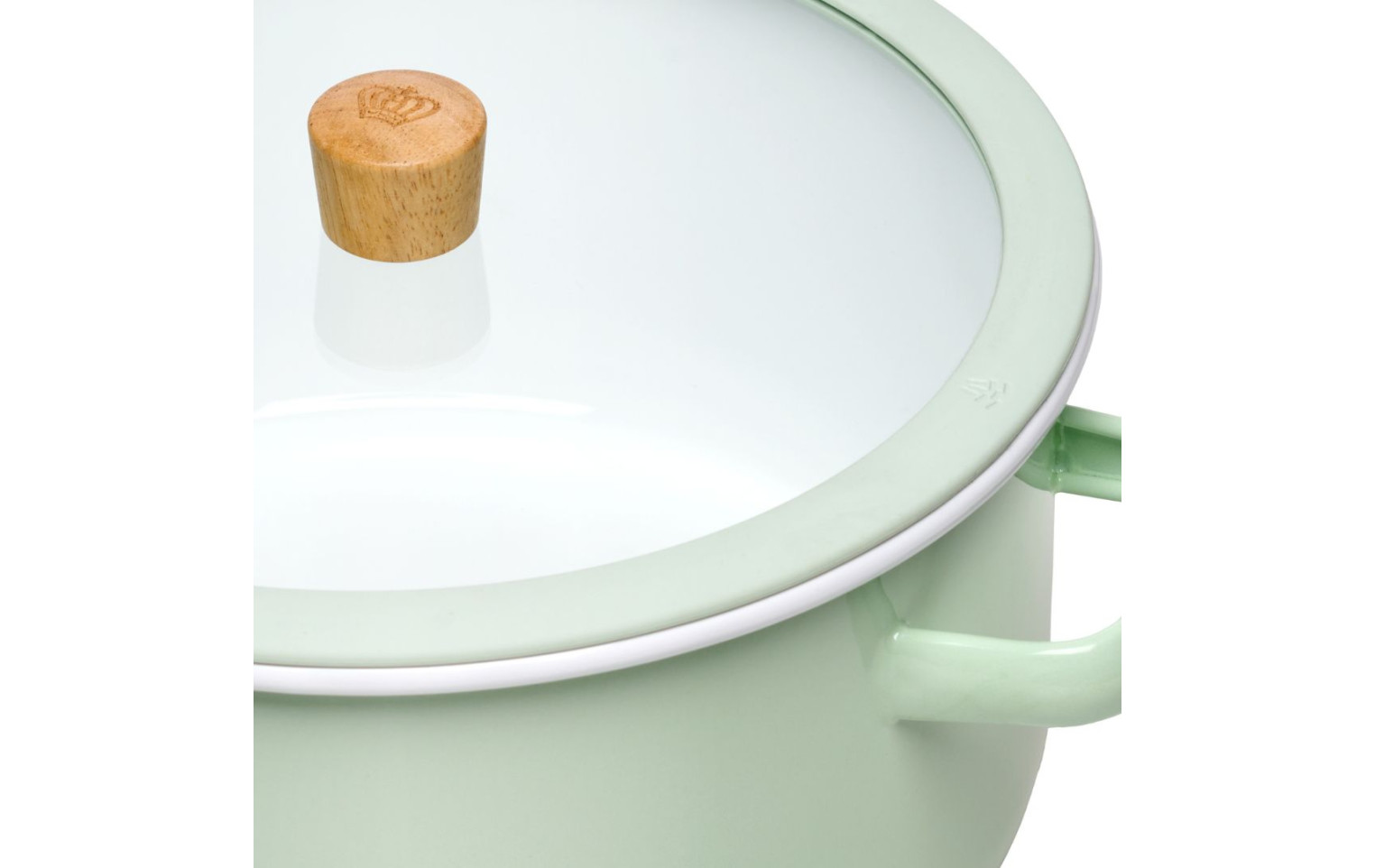 Zestaw garnków 6 el. Natur Enamel pastelowozielone + 2x patelnia Ambiente Thermocoat 24/28 cm