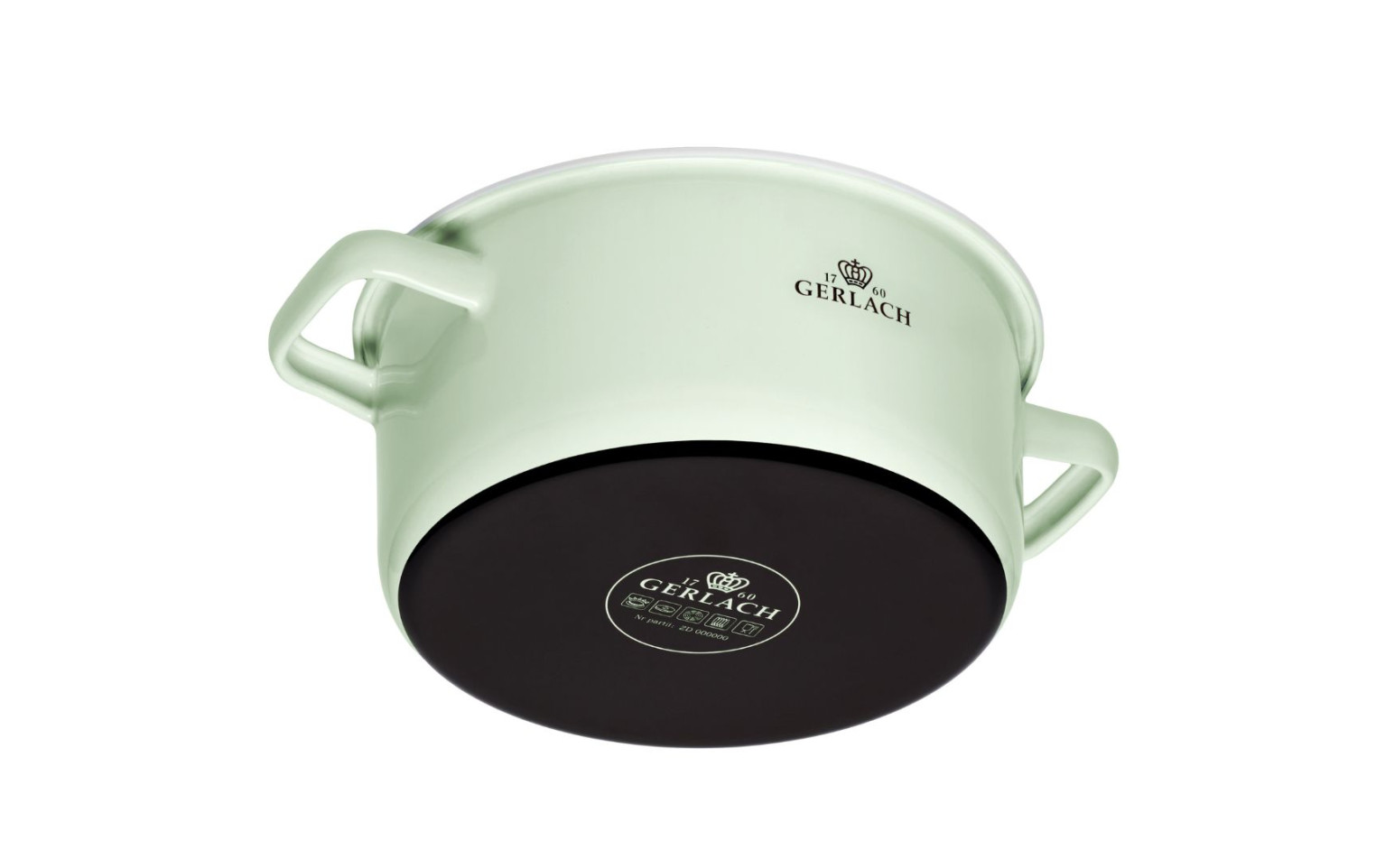 Zestaw garnków 6 el. Natur Enamel pastelowozielone + 2x patelnia Ambiente Thermocoat 24/28 cm
