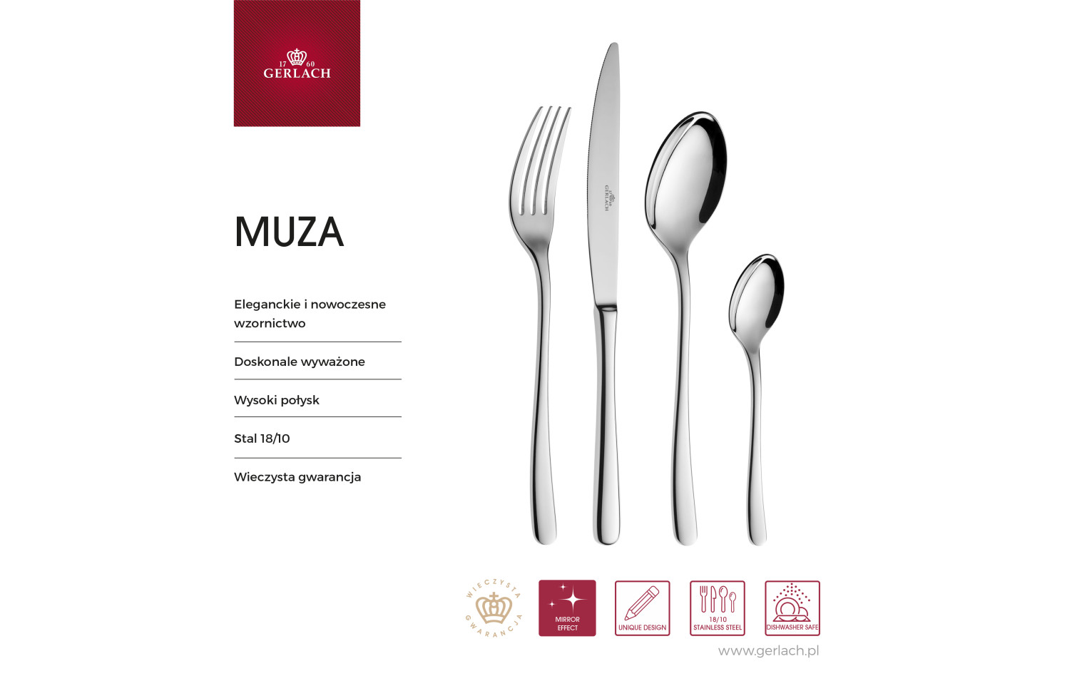Zestaw sztućców dla 12 osób MUZA w walizce + zestaw noży w bloku LOFT