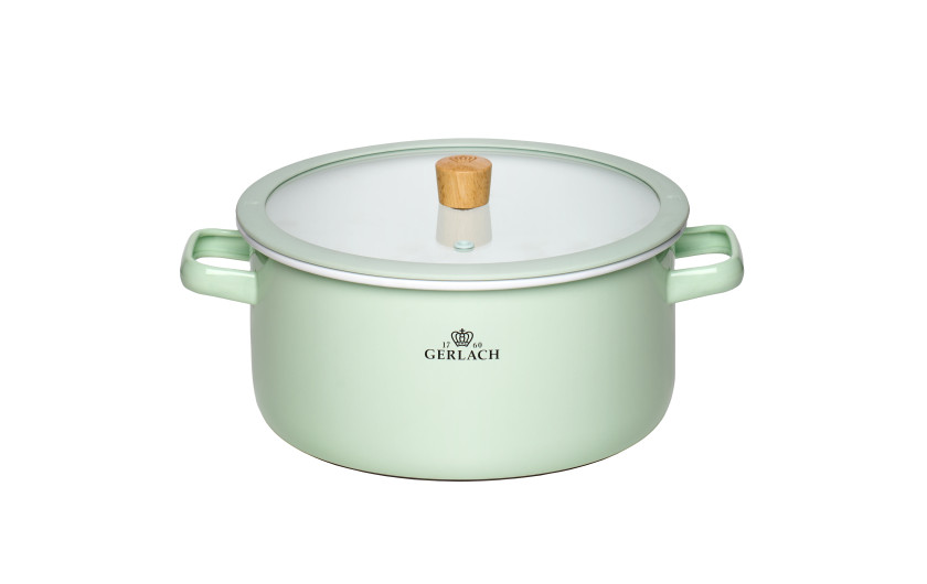 Zestaw kuchenny NATUR pastelowozielony + Zestaw 2x patelnia AMBIENTE THERMOCOAT 24/28 cm