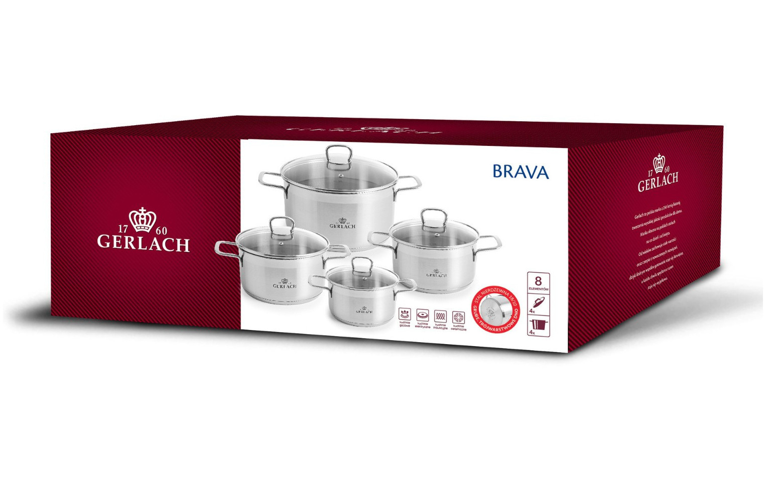 OUTLET - Zestaw garnków 8 el. BRAVA