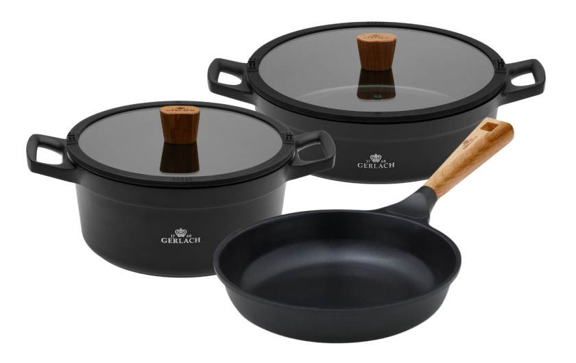 Zestaw garnek 24 cm + garnek 28 cm + patelnia 24 cm z powłoką ceramiczną NATUR